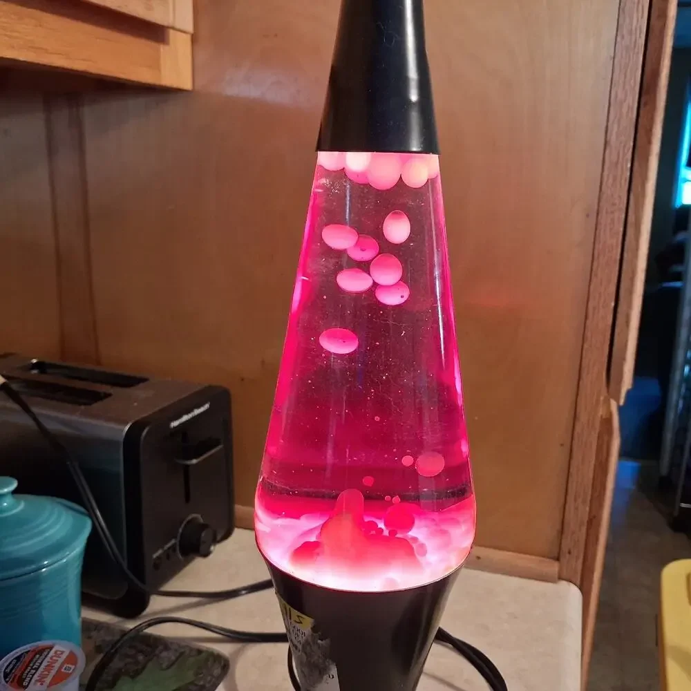 Vintage Lava Lite Lamp Black Base Yellow Wax Purple Glow Retro Motion Light 14